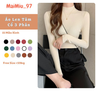 Áo Len Cao Cấp Nữ Áo Len Giữ Nhiệt Tăm 3 Phân Mềm Mịn Ấm Thu Đông Dáng Ôm Body Cổ 3 Phân Hàng Quảng Châu Cao Cấp