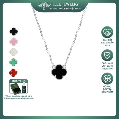 Dây chuyền bạc nữ TLEE cỏ bốn lá đính đá ngũ sắc thu hút may mắn TLEE JEWELRY D0441