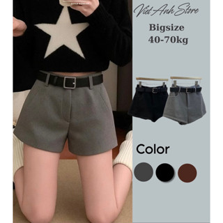  Quần Short Dạ Ép 2 Lớp Cạp Cao Có Lớp Lót Trong BigSize  Quần Sooc Đùi Nữ Thu Đông Dáng A Lưng Cao - M666 