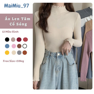 Áo Len Tăm Cổ Sóng Kiểu Dáng ôm Body Siêu Co Dãn Hàng QCCC Tay Dài Dễ Phối Đồ Phong Cách Hàn Quốc