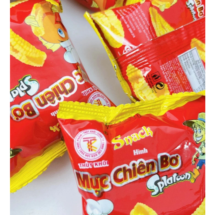 snack vị mực chiên bơ, bim bim hình mực chiên bơ