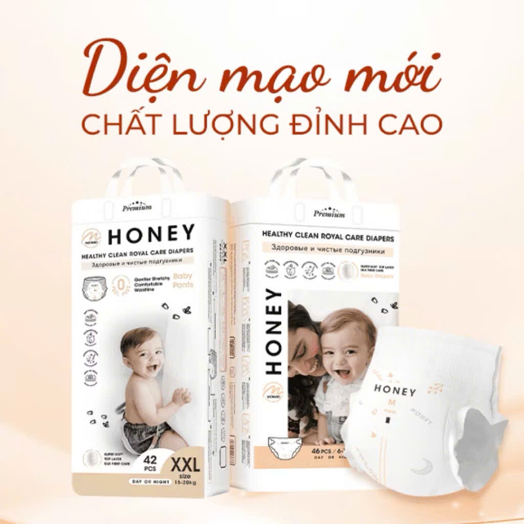 Bỉm Tã/dán quần HONEY đủ size siêu mềm mịn cho bé yêu