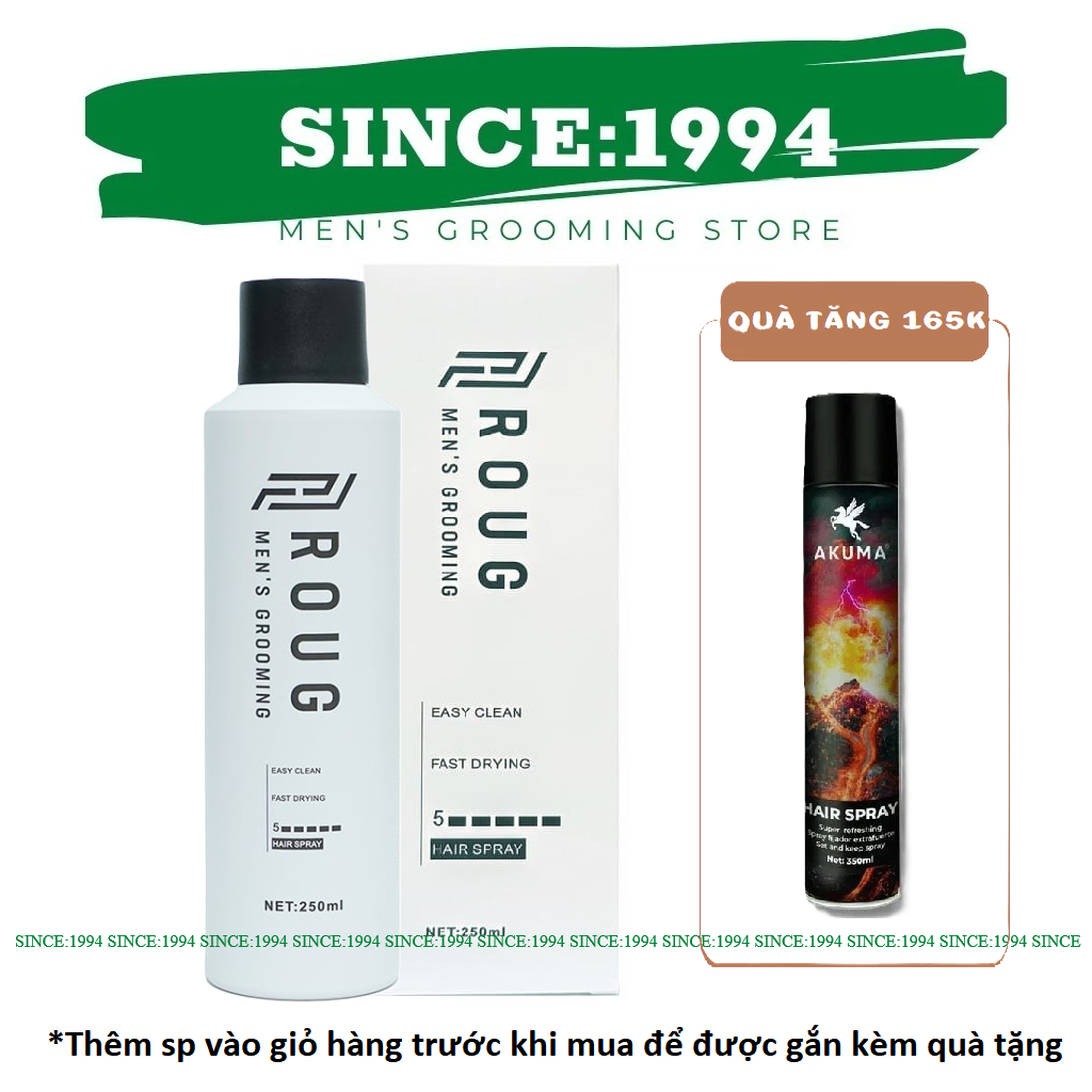  GÔM ROUG | Gôm Xịt Tóc Keo Xịt Tạo Kiểu Tóc Nam Roug Hair Spray Tạo Nếp Tự Nhiên 250ml 
