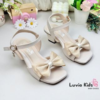 Giày cao gót bé gái 3 phân sandal phối nơ Luvia Kids 21LK