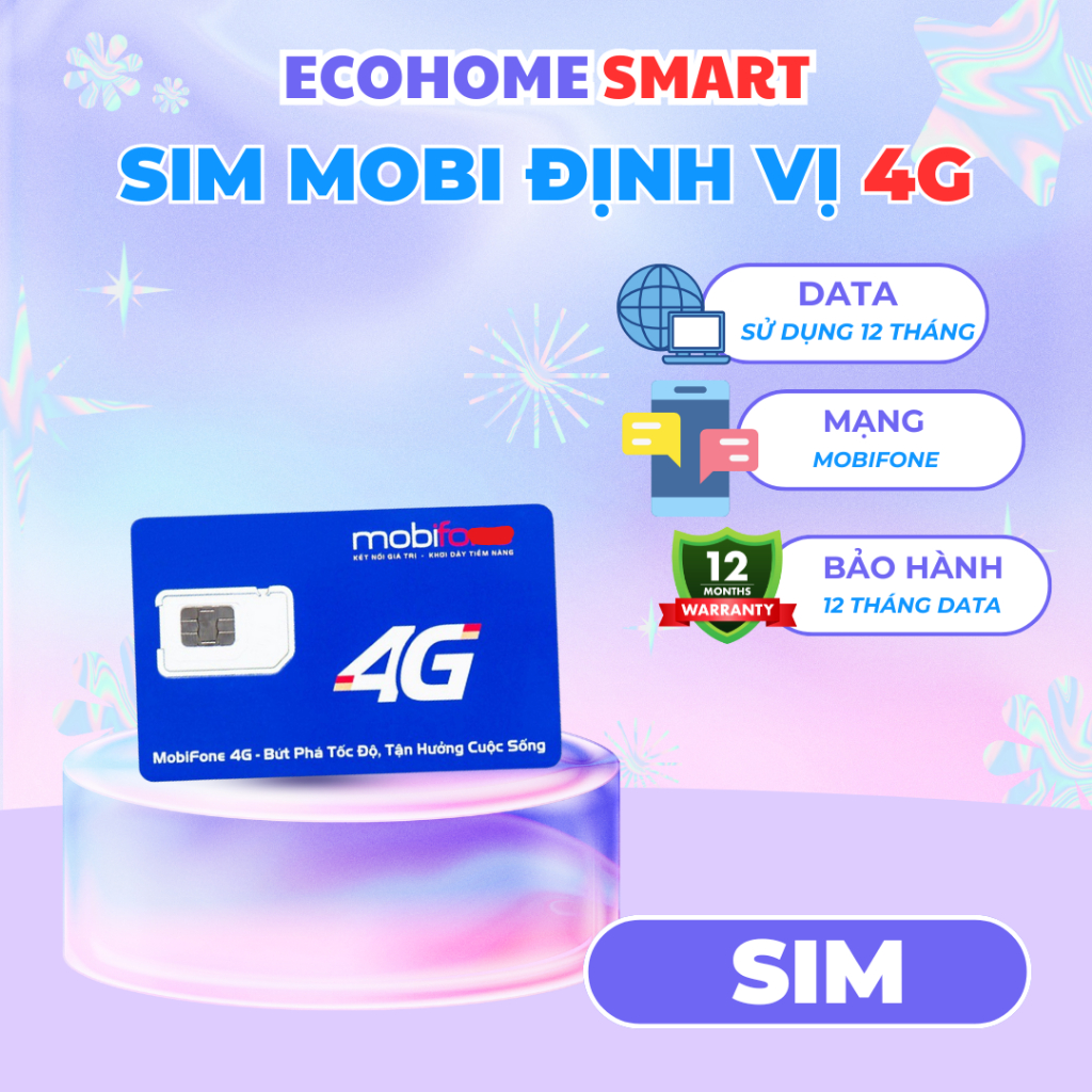 Sim Mobifone 4G sử dụng 12 tháng miễn phí sóng mạnh dùng cho thiết bị định vị xe máy ô tô