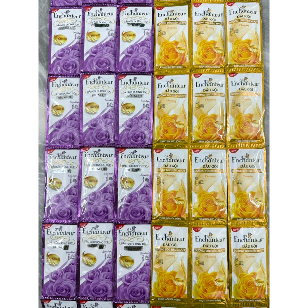 Combo 5-10 Dây Dầu Gội Enchenteur 12 Gói x 6g Tím-Vàng
