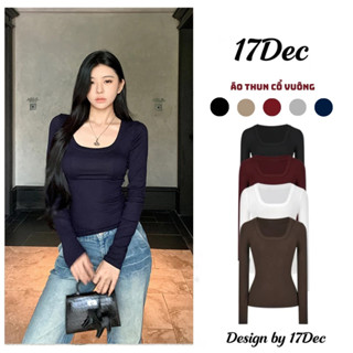  Áo thun nữ cổ vuông dài tay 17Dec 031 áo thun tăm giữ nhiệt tay dài cổ U kiểu dáng trẻ trung 