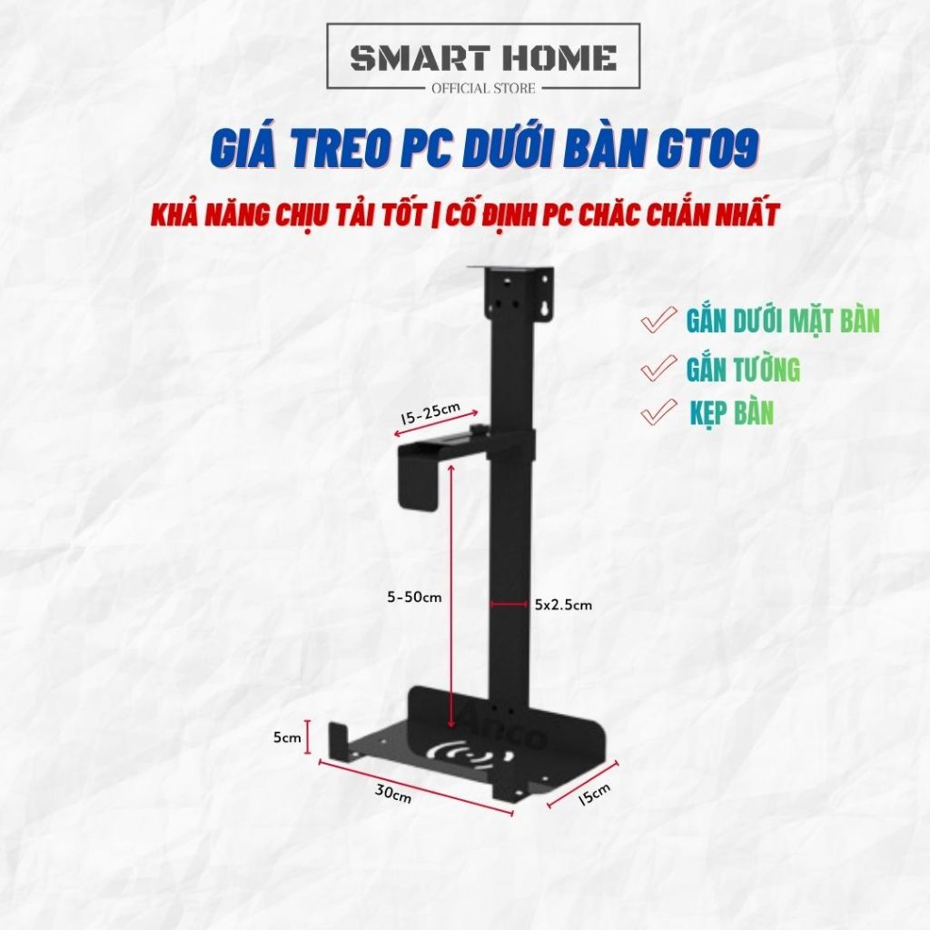 Giá Treo PC, Giá Treo Case PC dưới bàn GT09 | Smart Setup