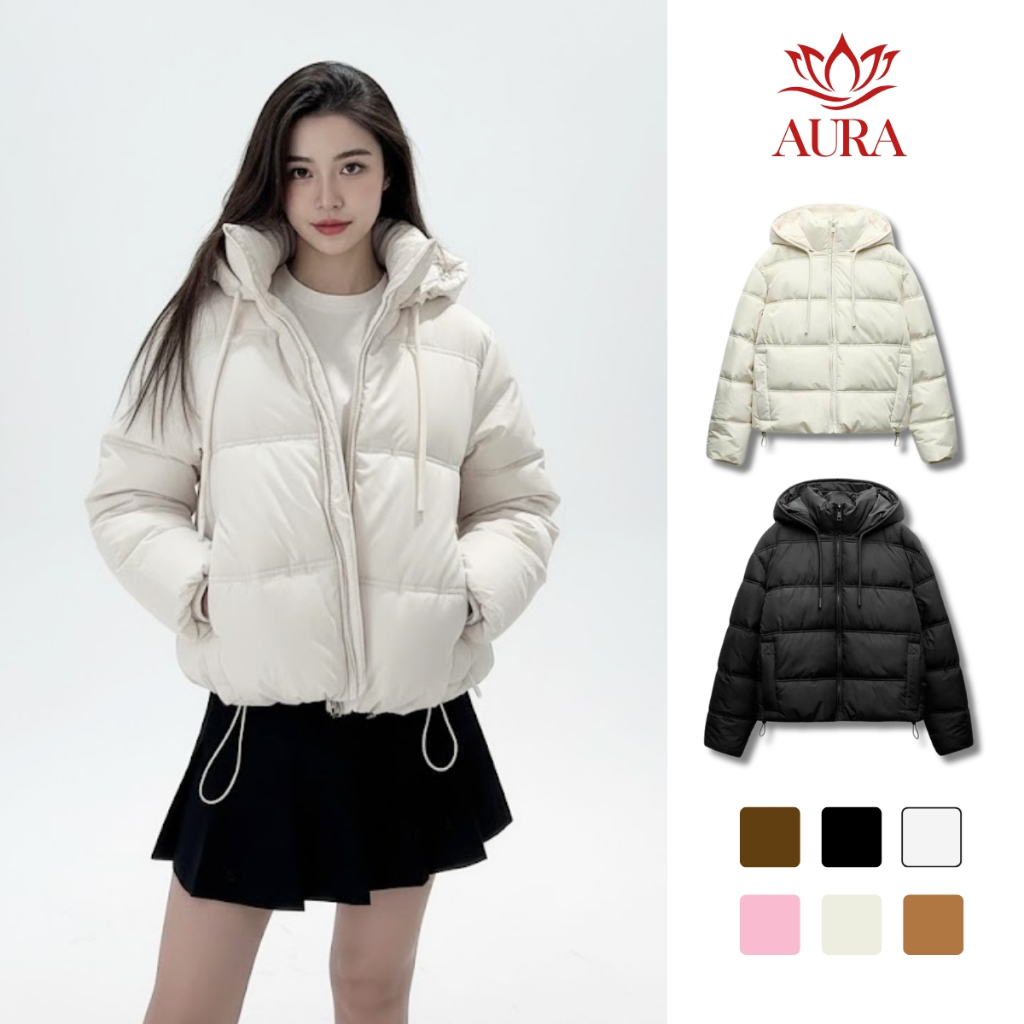 Áo khoác phao nữ có mũ hàn quốc GIÁ MỞ BÁN Vải da Quảng Châu loại 1 áo phao béo nữ mùa dông 2025