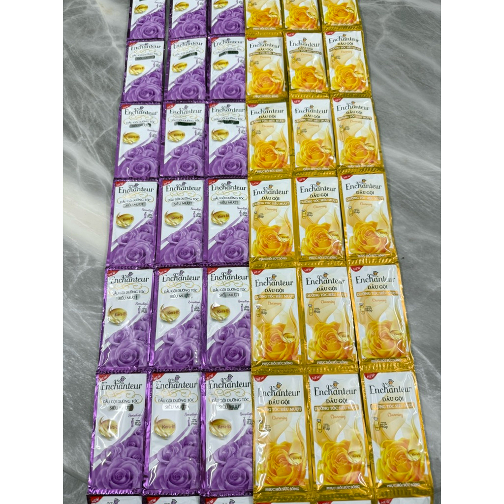 Combo 5-10 Dây Dầu Gội Enchenteur 12 Gói x 6g Tím-Vàng