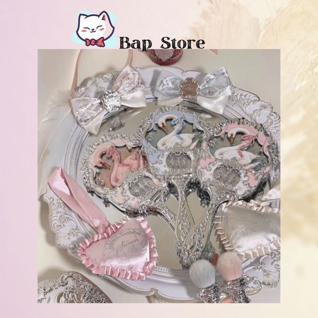 [SẴN] Gương cầm tay thiên nga màu be Flower Knows Swan Ballet