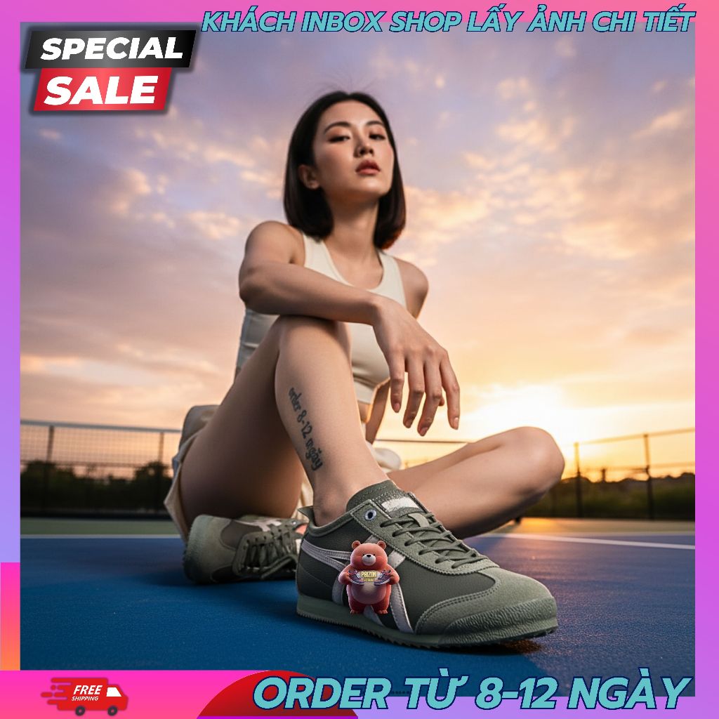 Nhận Order Giày Sneaker Best Quality Độ Hoàn Thiện 98%✮𝐎N𝐈T𝐒U𝐊A 𝐓I𝐆E𝐑 M𝐄X𝐈C𝐎✮66 SD Vin 'Green' 1183C