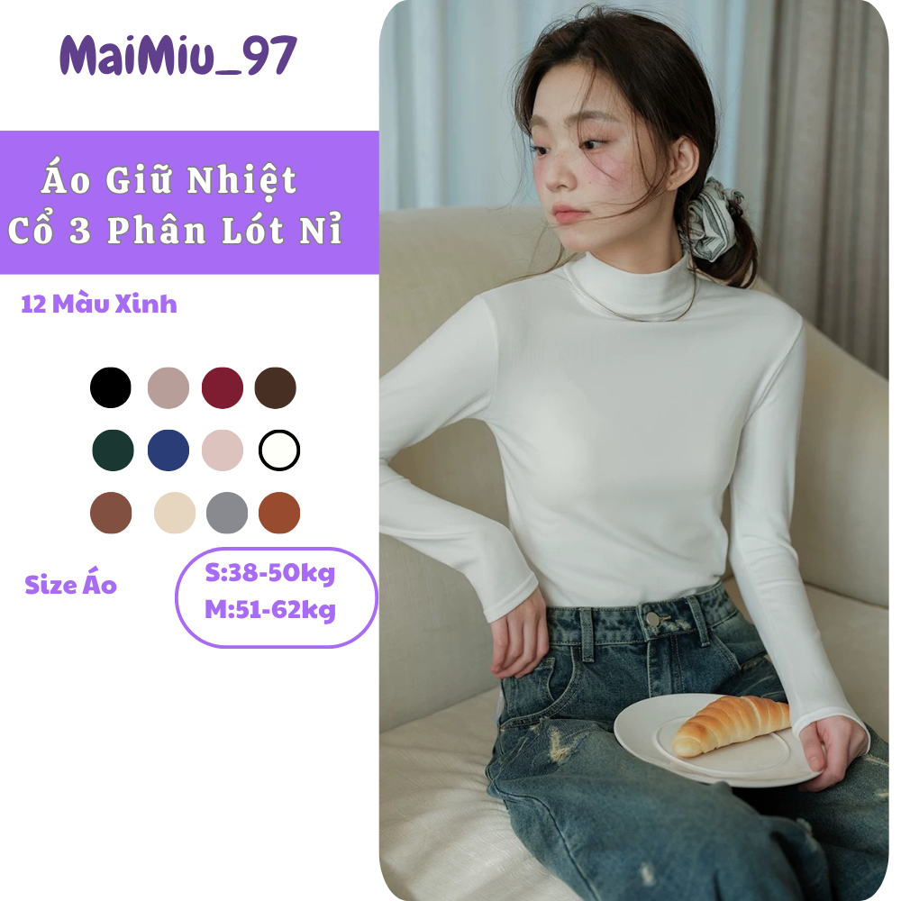 Áo giữ nhiệt nữ cổ 3p chất vải cotton lót nỉ mềm mịn 2025