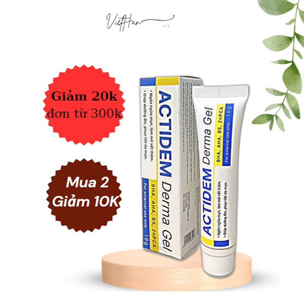 Gel giảm mụn Actidem Derma Gel, gel giảm thâm mụn, mụn viêm , mụn ẩn, mờ thâm Actidem 18gr