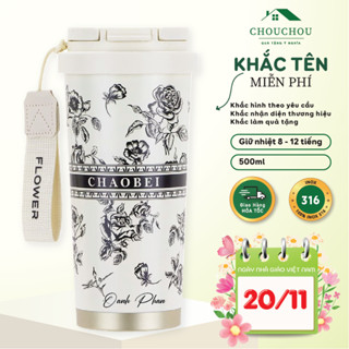 [Miễn Phí Khắc Tên] - Ly giữ nhiệt CHAOBEI inox 316, 500ml - có quai xách, ống hút và lõi lọc trà.