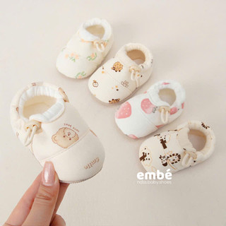 Giày Tập Đi Cho Bé Sơ Sinh Vải Cotton Mềm Mùa Thu - Đế Chống Trượt, Họa Tiết Dễ Thương, Không Tuột Chân Cho Bé 0-18M