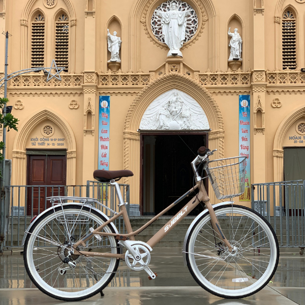 Xe đạp nữ full nhôm SJEET, bánh 26inch, có chế độ đạp thể thao tăng-giảm tốc 7 tầng líp SIMANO