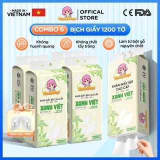 [Combo 6 bịch] giấy rút đáy treo tường Xanh Việt Hannah Seyo 1200 / 1280 tờ 4 lớp mềm mại không tẩy trắng