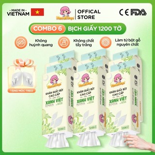 [COMBO 06 bịch] Giấy Vệ Sinh Treo Tường XANH VIỆT, Khăn Giấy Rút Đa Năng, 1200 tờ 4 lớp Hannah Seyo