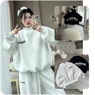 Áo Sweater nỉ bông Unisex ,áo nỉ cổ tròn form boxy in chữ wosever form rộng nam nữ mặc được kiểu dáng basic dễ mặc