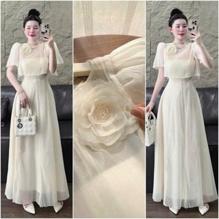  BIGSIZE HIẾU HIẾU  55-100KG  - Set thời trang nữ Váy cúp dáng dài + Áo choàng voan tay ngắn kèm tag hoa S682 