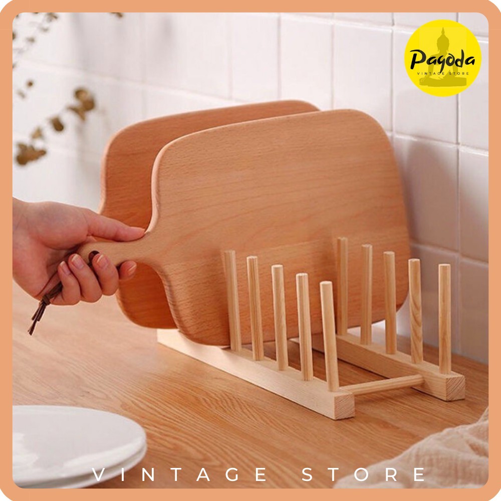 (Mua 2 giảm 10%) Kệ gác đĩa, cốc, sách, thớt, bảng nail nhiều ngăn gỗ thông để bàn đa dụng