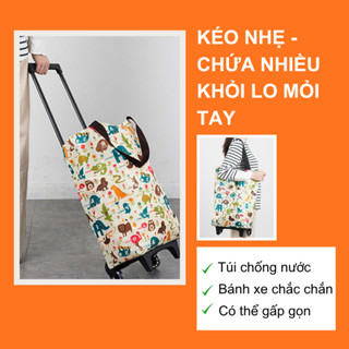  Túi xách có bánh xe kéo dùng đi chợ siêu thị khi ở chung cư có thể gấp gọn dung tích 12L 