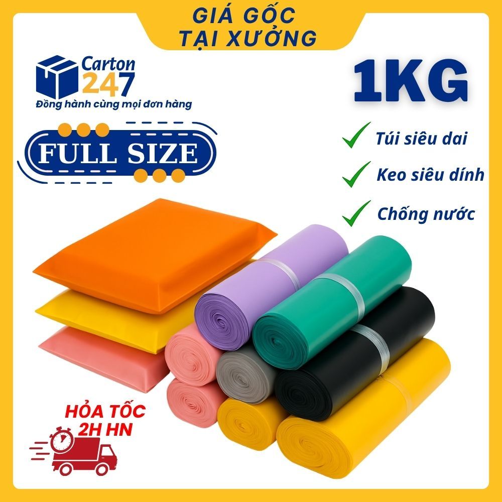 [1KG] Túi niêm phong gói hàng NHIỀU KÍCH THƯỚC, túi đóng gói hàng dày dai giá rẻ - Carton 247