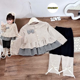  Set Bộ Thu Đông Bé Gái Áo Len Lông Thỏ Cao Cấp + Quần Legging Đính Nơ Xinh Xắn 9-25Kg Chubby Store 