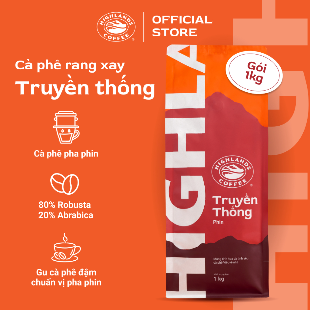  Cà phê bột Truyền Thống Highlands Coffee 1Kg 