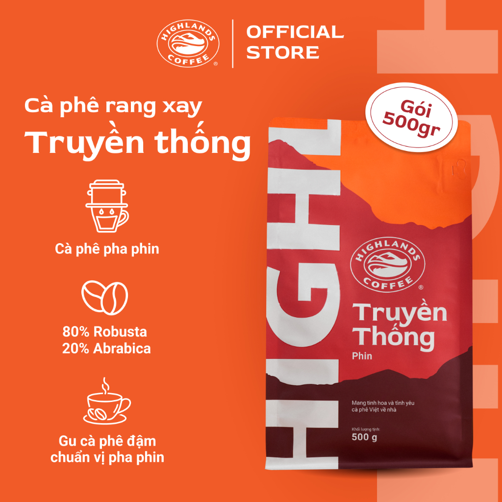 Cà phê rang xay Truyền Thống Highlands Coffee 500g - cà phê pha phin