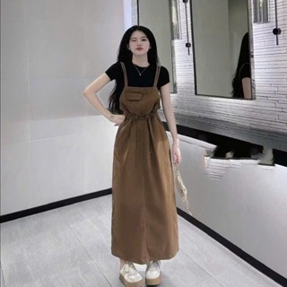  Yếm Váy Jean Dài Chất Bò Phối Túi Kiểu Trước Ngực Yếm Đầm Bò Nữ Phong Cách Hàn Quốc Cực Xinh.. 