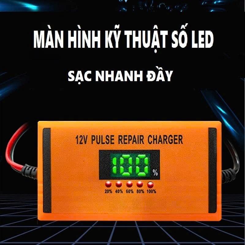 Máy sạc bình 12v tự ngắt, sạc bình 12v từ 4ah - 100ah và 12v 30ah cho xe máy và ô tô.