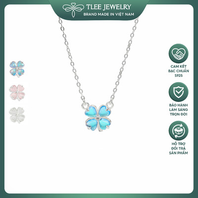 Dây chuyền bạc nữ TLEE cỏ bốn lá cánh tim đính đá đa sắc thu hút may mắn TLEE JEWELRY D0442 (LIVE)
