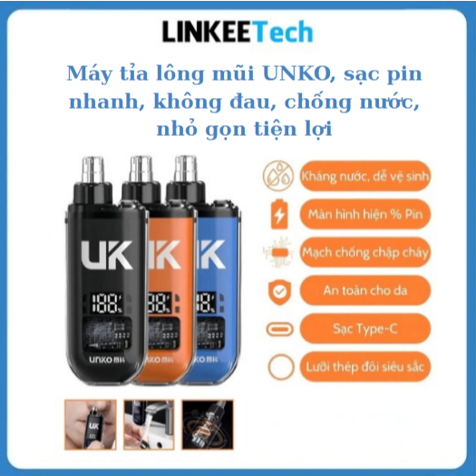 Máy tỉa lông mũi, tỉa lông mũi UNKO, máy cắt lông mũi sạc pin không đau chống nước nhỏ gọn tiện lợi