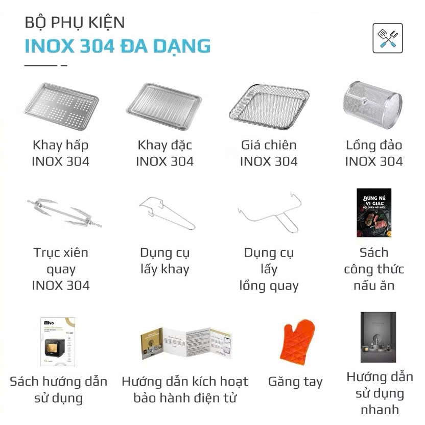 [HÀNG CHỈ TẶNG] Bộ Phụ Kiện Nồi Chiên Hơi Nước OLIVO