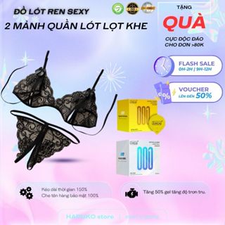  Combo Đồ lót ren nữ quyến rũ sexy 2 mảnh quần lót lọt khe xẻ đáy set bralette 4 màu đen nội y gợi cảm 