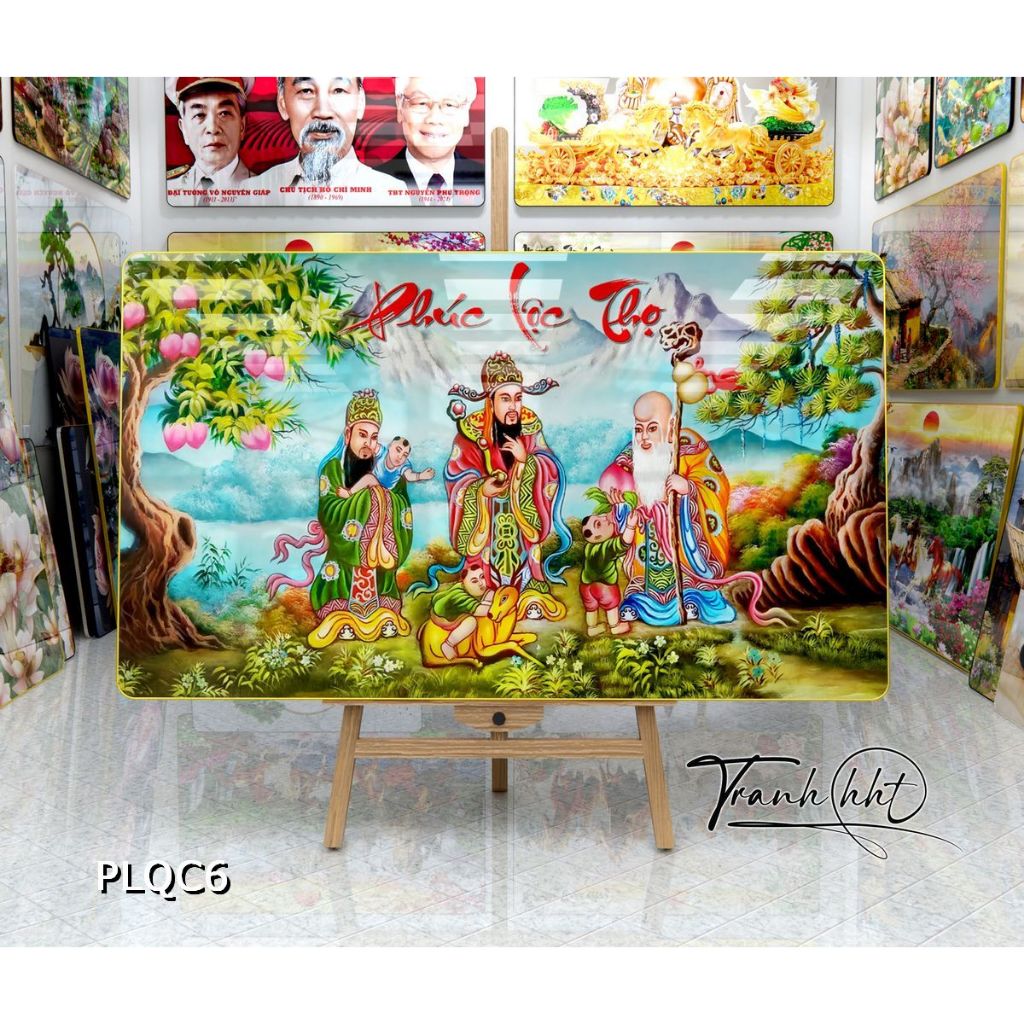 Tranh Tài Lộc Phúc Lộc Thọ – Trường Thọ An Khang tráng gương treo tường PLQC6