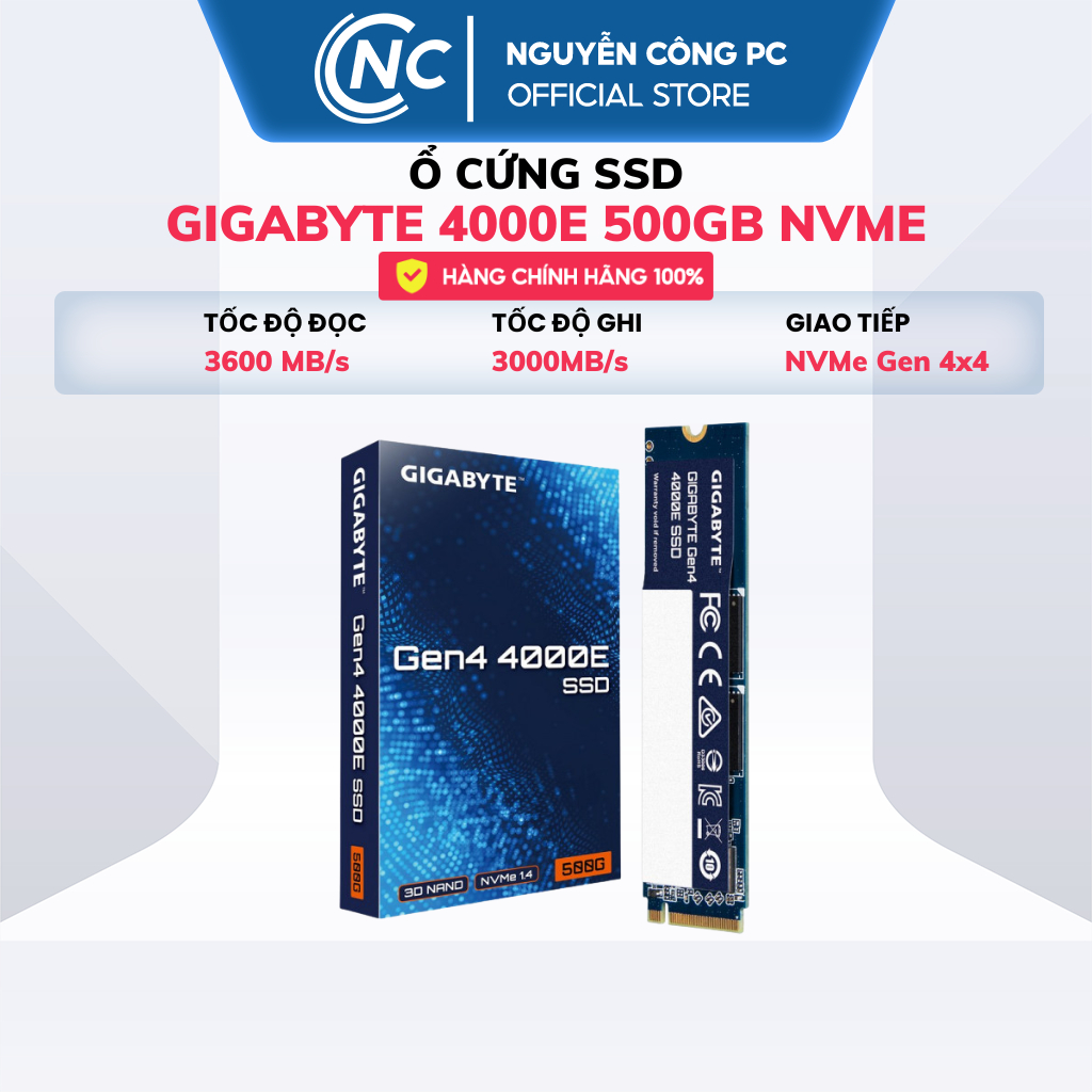 Ổ cứng GIGABYTE SSD 500GB/1Tb Nvme 4.0x4 mã 4000E - Bảo hành 36 Tháng