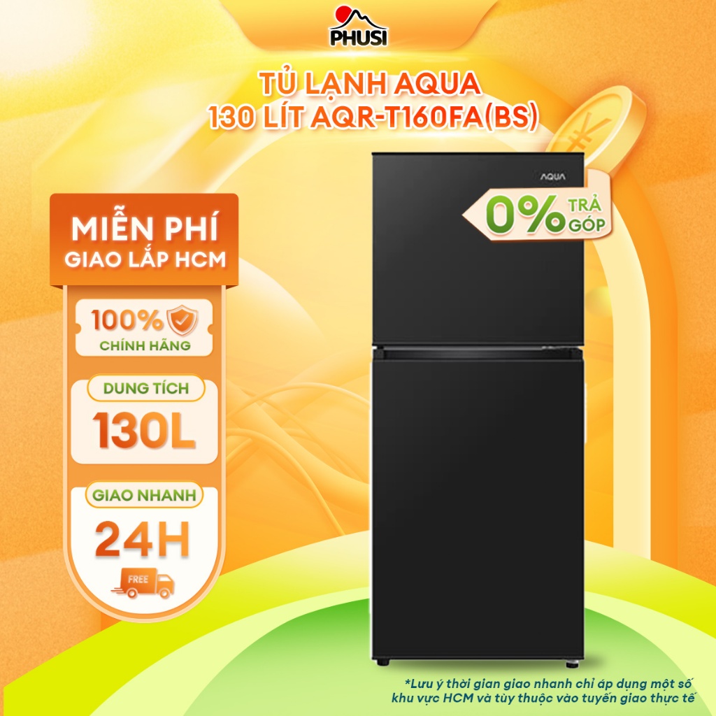 AQR-T160FA(BS) [GIAO LẮP MIỄN PHÍ HCM] Tủ lạnh Aqua 130 lít AQR-T160FA(BS) - CHÍNH HÃNG, MỚI 100%