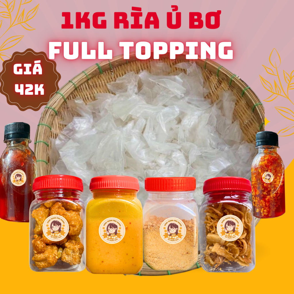 1 KG BÁNH TRÁNG PHƠI SƯƠNG RÌA Ủ BƠ THƠM DẺO (TẶNG FULL TOPPING+ MUỐI+ 2 LOẠI SỐT + HÀNH PHI)