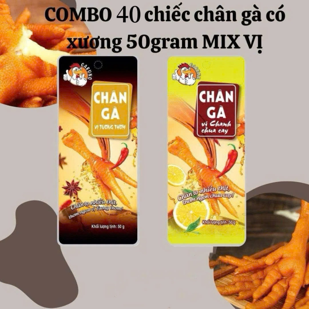Combo 40 Chiếc Chân Gà CÓ XƯƠNG CABUNO 50G