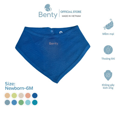 Yếm tam giác BENTY dễ thương 2 lớp trơn basic chính hãng cao cấp an toàn cho làn da bé trai, bé gái