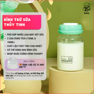 PHANPY | Bình Trữ Sữa Thủy Tinh Cao Cấp  Mua 1 Bộ Bình Tặng Ty 1 Bộ Gồm 2 Bình Tiện Dụng  