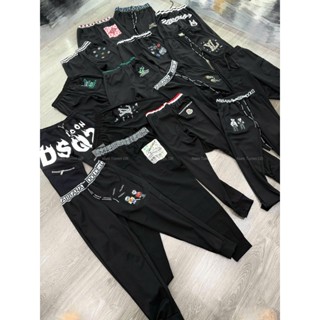  Quần jogger dài nam nỉ da cá thêu sticker hình nghệ sĩ âm nhạc đùi phối eo chun dệt chữ boy phố QN43P 