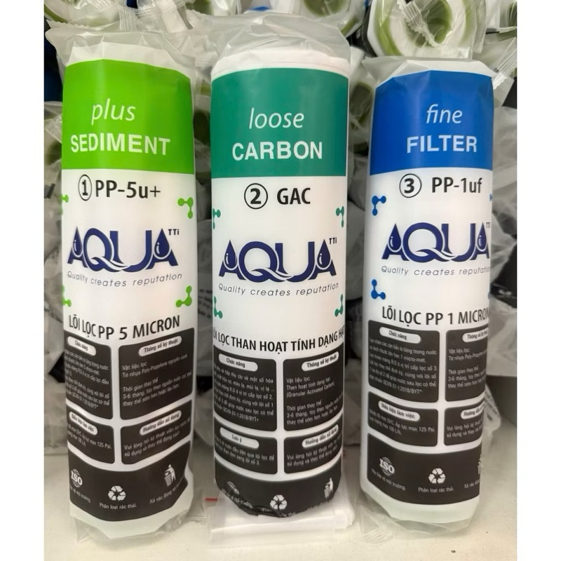 Bộ Lõi AQUA 123 – Lọc Cặn, Thay Lõi Máy Lọc Nước RO Gia Đình