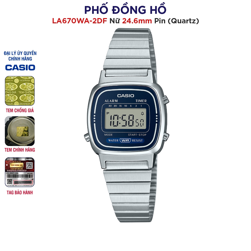 Đồng hồ nữ dây kim loại Casio chính hãng Anh Khuê LA670WA-2DF Chính Hãng