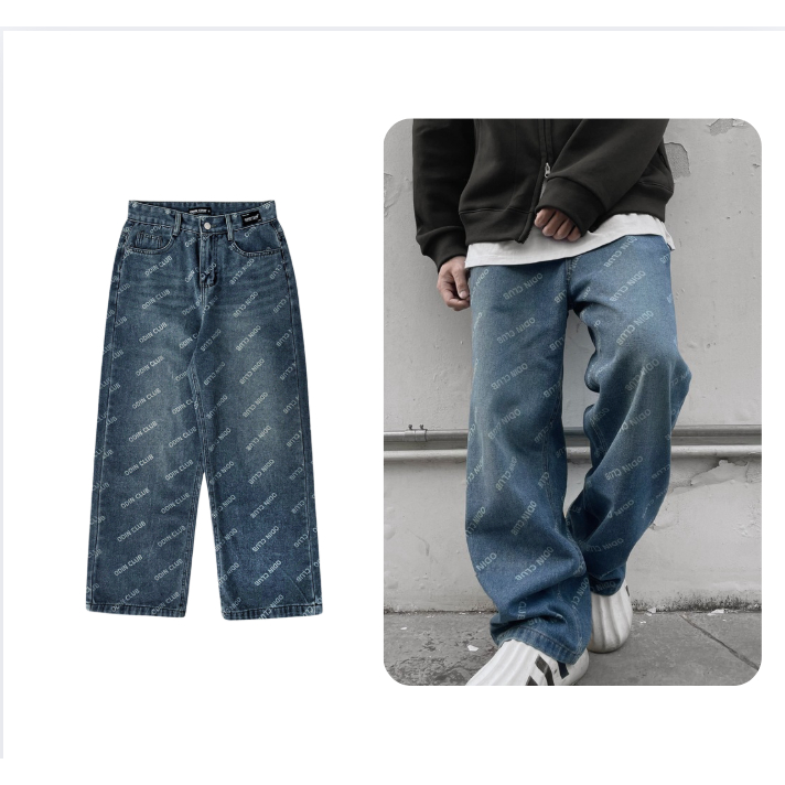 Quần Jeans Typo Odin Club, Quần jeans ống rộng nam nữ unisex, Local Brand ODIN CLUB