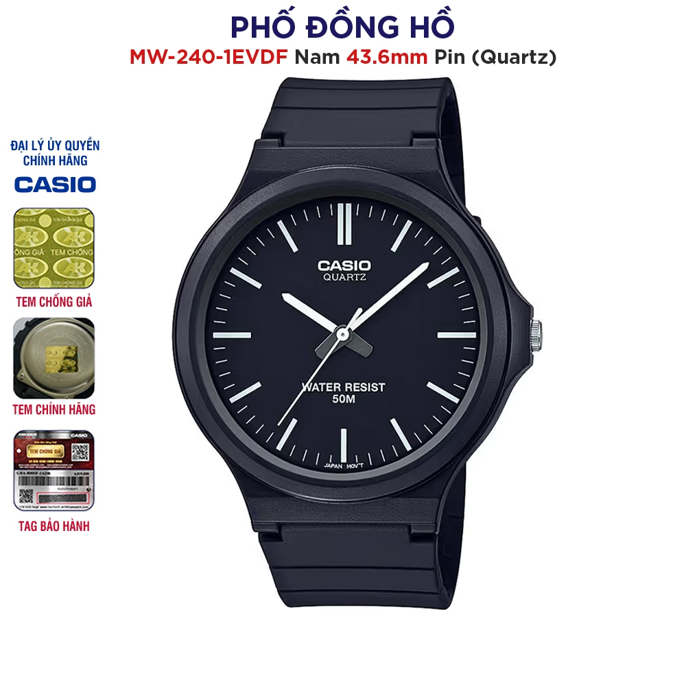 Đồng hồ nam dây nhựa Casio Anh Khuê MW-240-1EVDF