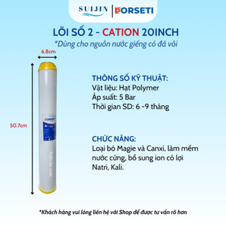 Lõi Lọc Số 2 20 INCH CATION Cấu Tạo Từ Hạt Polymer Loại Bỏ Đá Vôi Giúp Làm Mềm Nước Cứng (chuyên xử lý nước giếng khoan)